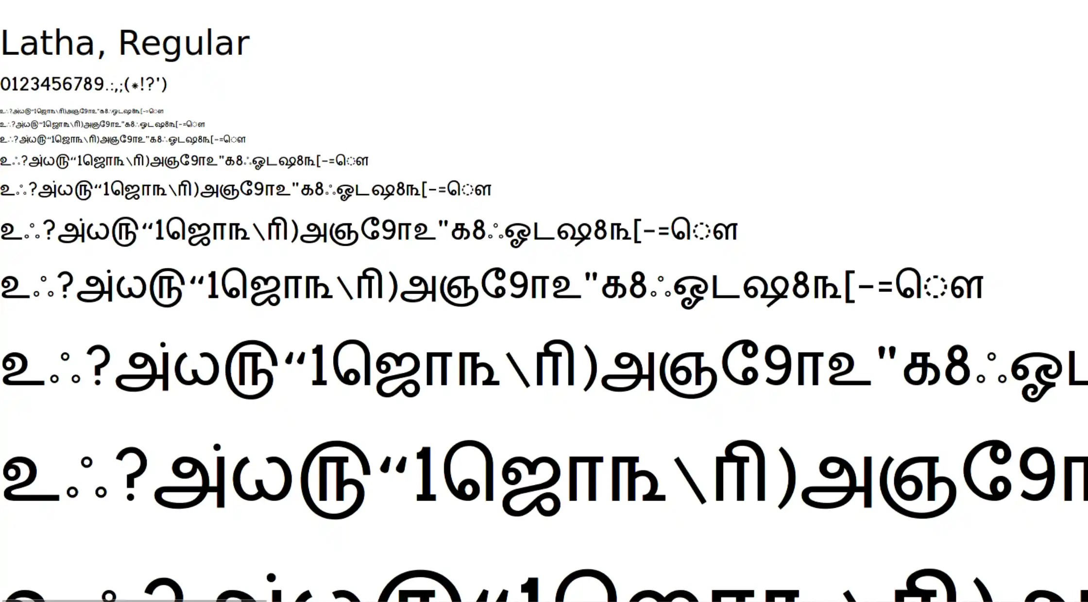 Latha Tamil Font